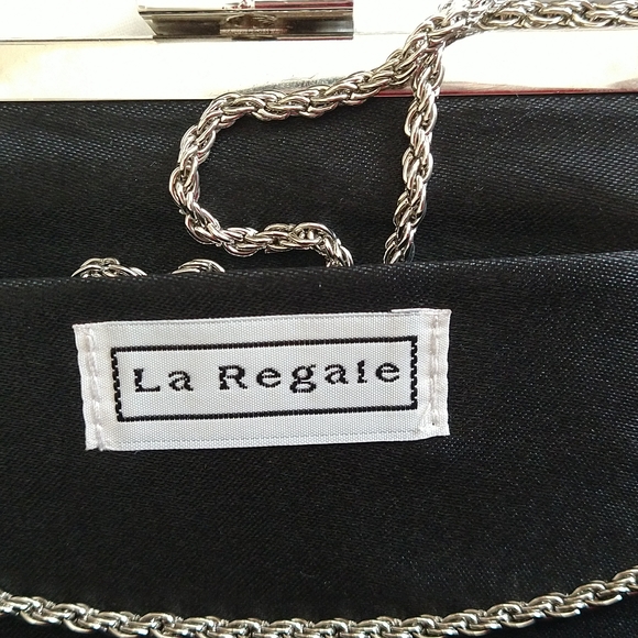 VINTAGE LA REGALE BLACK METALLIC MESH EVENING BAG - Picture 8 of 8